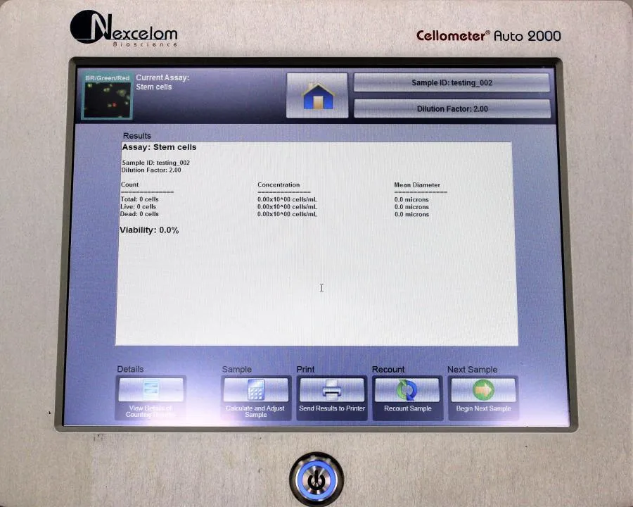 Nexcelom Bioscience Cellometer Auto 2000 Cell Prof CLEARANCE! As-Is