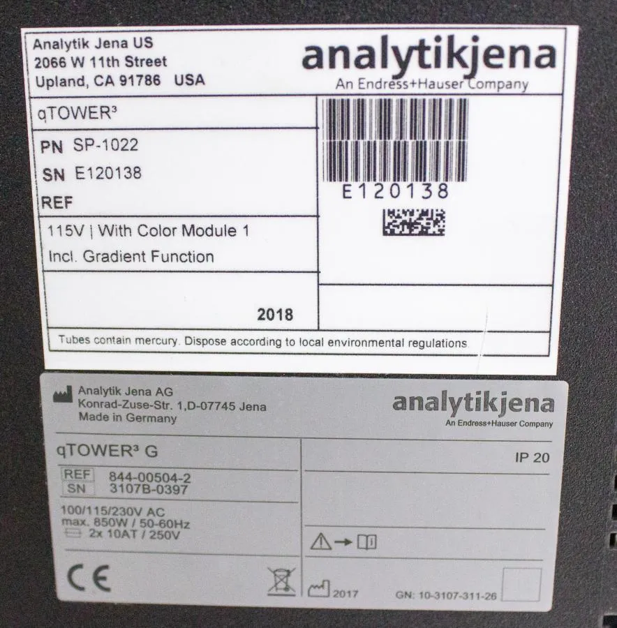 Analytik Jena qTOWER3G Real Time PCR Thermal Cycle CLEARANCE!