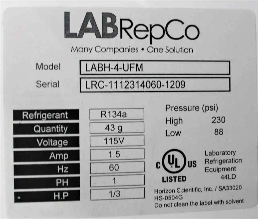 LABRepCo Futura +4C  LABH-4-UFM Freezer
