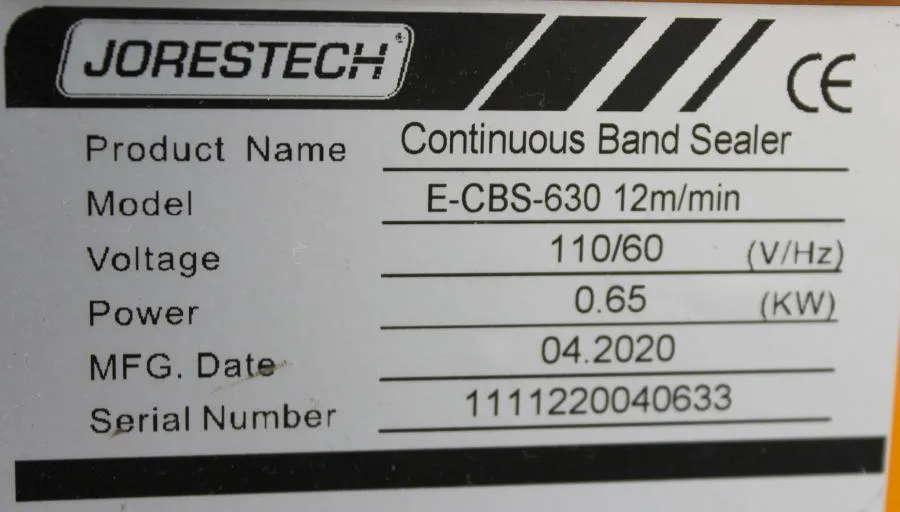 JORESTECH E-CBS-630D Continuous Band Sealer CLEARANCE! As-Is