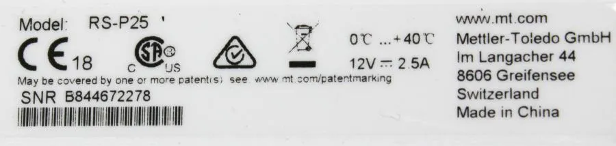 Mettler Toledo Lab Equip ACC Data Writer RS-P25 Mini Dot Matrix Printer