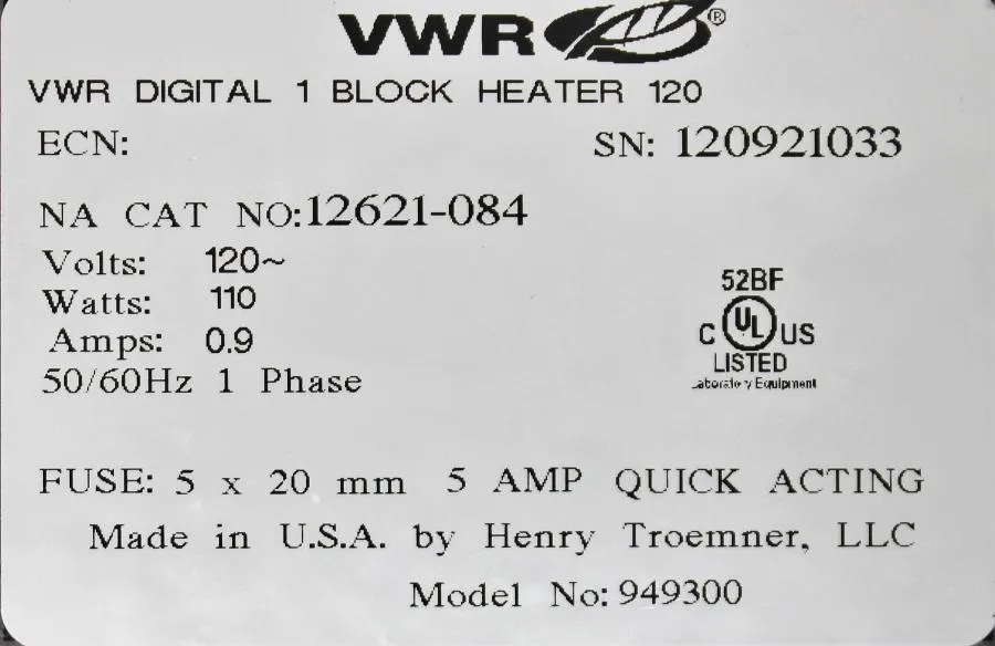 VWR Digital Block Heater Cat: 12621-084 CLEARANCE! As-Is