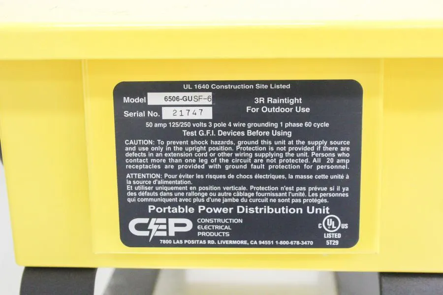 CEP - Portable Power Distribution Unit Outdoor Temp Power Box Model 6506-GU SF-6