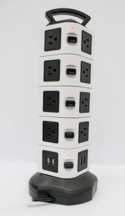 JACKYLED Power 1430-3120W and USB Set of Power Strip Tower