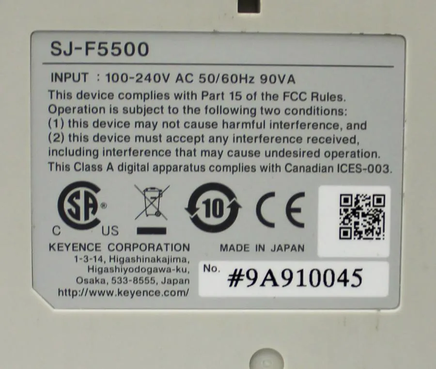 Keyence SJ-F5500 Static Eliminator Blower Main High-speed & High-precision