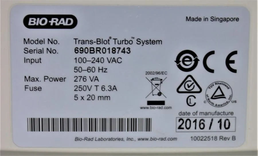 Bio Rad Trans Blot Turbo Transfer System