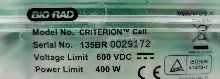 Bio Rad Criterion Cell Electrophoresis Unit