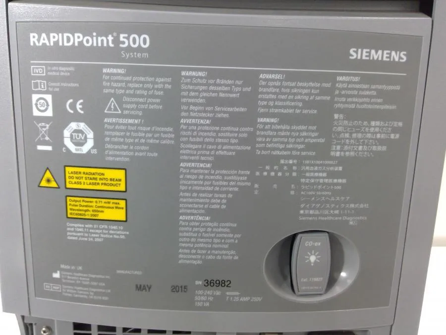 Siemens RAPIDPoint 500 Blood Gas System