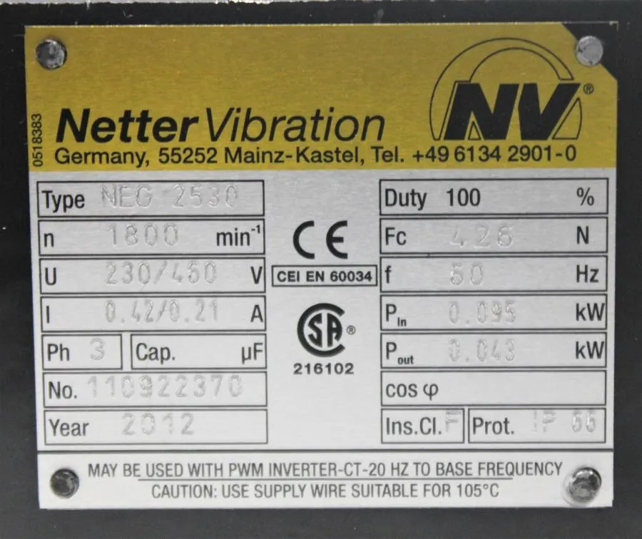 Martin Vibration Solutions NEG2530 Electric Exter CLEARANCE! As-Is