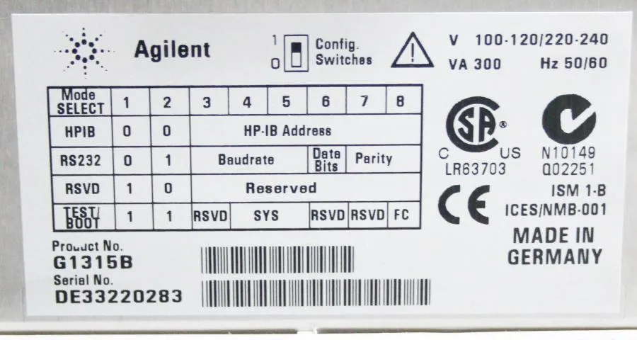 Agilent 1100 Series G1315B DAD Diode Array Detector