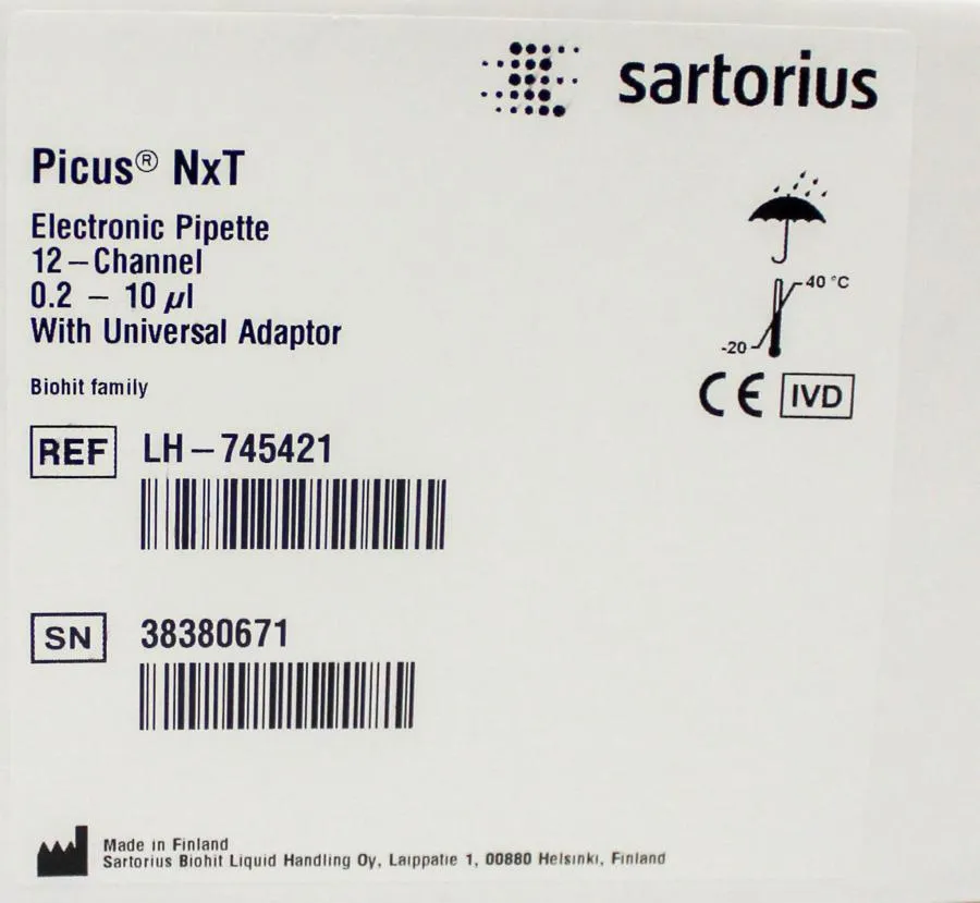 Sartorius Picus NxT Adjustable Volume 12-Channel Motorized pipette 0.2-10 uL