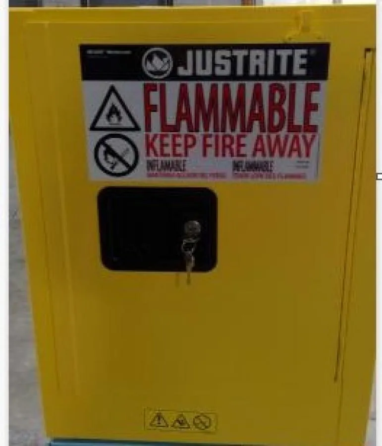 Flammables Safety Cabinet: Countertop, 4 gal, 17 in x 17 in x 22 in, Yellow, Sel