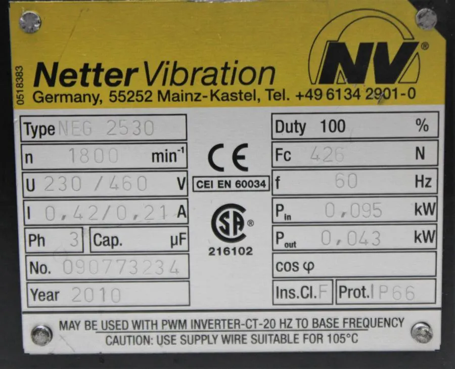 Martin Vibration Solutions NEG2530 Electric CLEARANCE! As-Is