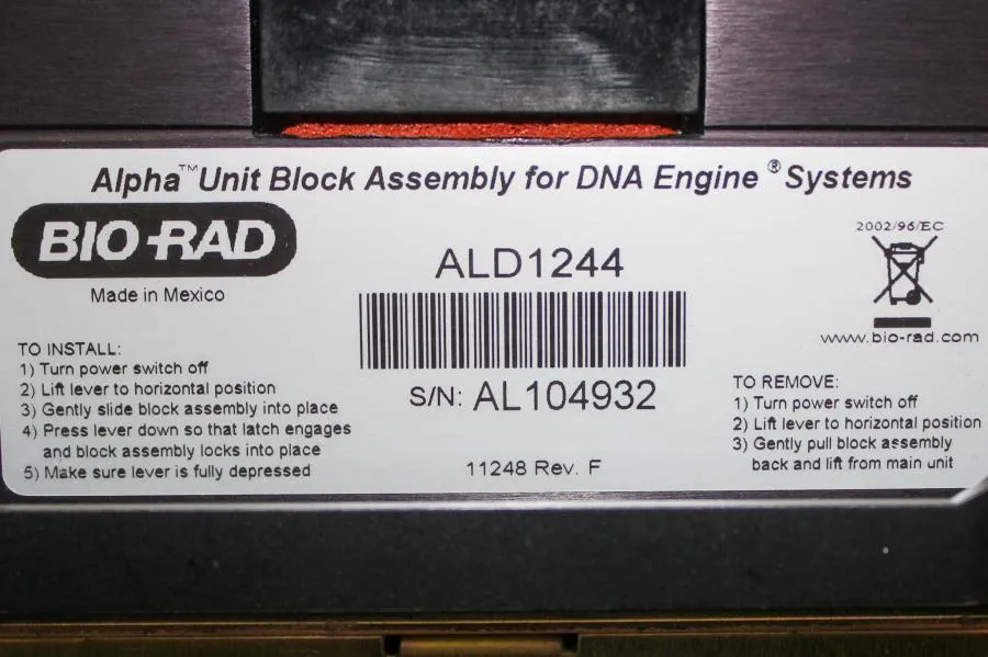 Bio Rad Dual Block Well DNA Engine Thermal Cycler Model: ALD1244  and PTC0200